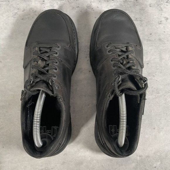 Harley Davidson Low Top Boots Mens Sz 8.5 Womens 10 Riding Black Leather Shoes - Picture 5 of 9